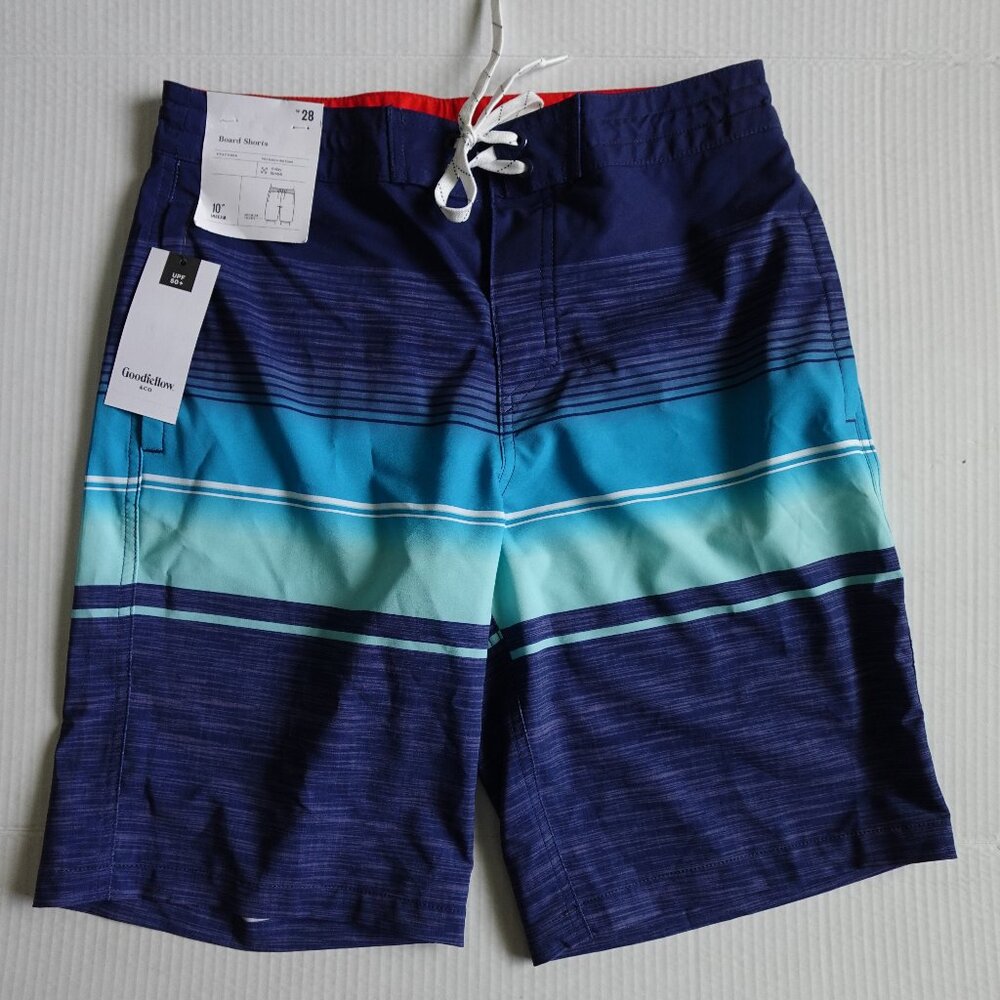 Goodfellow Blue Ocean Board Swim Shorts 28 Waist 10" Inseam